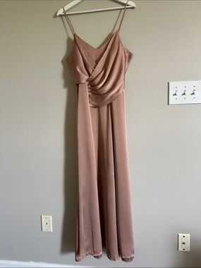 Wire Top Mocha Colored Maxi Gown With Pleating